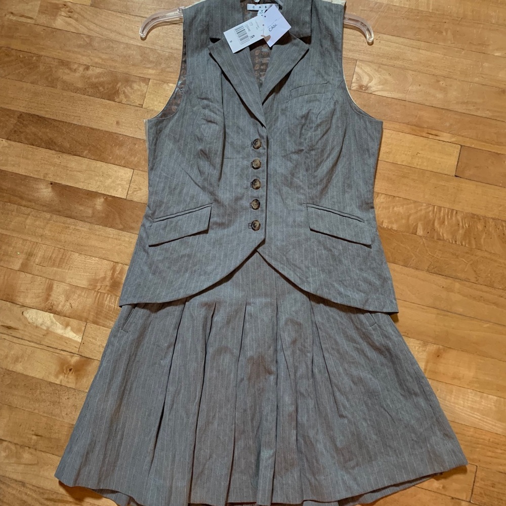 CAbi Pleated skirt and vest.